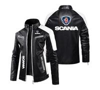 FBWZSAG Giacca da Motociclista con Fodera Termica da Uomo per Scania con Cerniera Senza Cappuccio Tuta da Corsa con Collo Alto vestibilità Aderente Abbigliamento-Black||XL