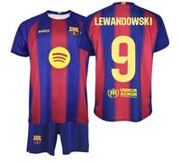 FC Barcelona KIT BAMBINO 9 LEWANDOWSKI 1ª Equipaggiamento 25/26 Replica Ufficiale - Set Bambino con Maglietta e Pantaloni, Rosso e blu, 12 anni