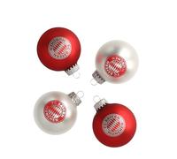 FC Bayern München Set di 4 palline per albero di Natale, rosso/bianco | calcio