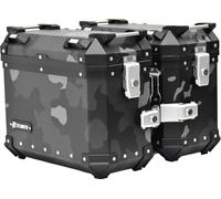 FC-Moto Terreno EVO Camo Black 28 L Alu Set di valigie laterali + set di cilindri di blocco, nero-grigio, taglia 28 per maschi