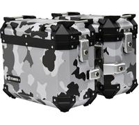FC-Moto Terreno EVO Camo White 28 L Alu Set di valigie laterali + set di cilindri di blocco, nero-grigio-bianco, taglia 28 per maschi