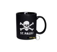 FC St. Pauli Tazzina da caffè, motivo: teschio, stemma della squadra, diverse misure (Black Sand-Blasted, 330 ml)