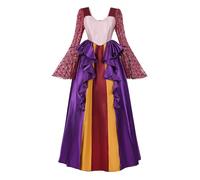 FCCAM Costume da strega per donne Hocus Pocus Sarah Sanderson, costume per Halloween, abiti medievali, L