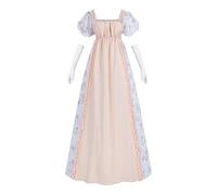 FCCAM Regency Abito da donna Empire Vita Regency Costume Abito vittoriano Vintage Abiti con guanti Vita Impero, Colore: rosa., S