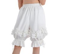 FCCAM Vintage Bloomers - Pantaloncini da donna con pizzo, stile vittoriano, da donna, Bianco 1081, S-M