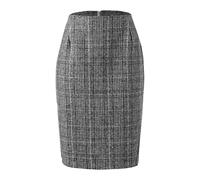 Fccrian Gonne a quadri a matita per le donne autunno inverno a vita alta aderente al ginocchio gonna midi in lana con gonna scozzese a fessura set, Nero , XXL