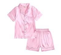 Fccrian Little Baby Girls Boys Pigiama Set Raso Bambini Maniche Corte Sleepwear 2 Giù Classico Loungewear Shorts Giant Robe, rosa, 8-9 Years
