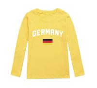 Fccrian Maglietta da bambina con bandiera tedesca, casual, a maniche lunghe, girocollo, tinta unita, top a tunica top per Oktoberfest, per ragazzi, a maniche lunghe (giallo, 3-4 anni)