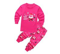Fccrian Pigiama per bambini e bambine, con motivo natalizio e Babbo Natale, morbido, per bambini (rosa acceso, 5-6 anni)