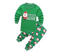 Fccrian Pigiama per bambini e bambine, con motivo natalizio e Babbo Natale, morbido, per bambini (verde, 2-3 anni)