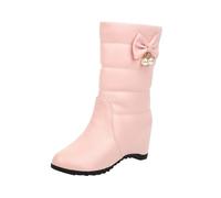Fccrian Scarpe con zeppa nera per le donne stivali slouch metà polpaccio tacco zeppa, rosa, 38.5 EU