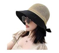FCfpxwtz Cappello da sole pieghevole in paglia, Cappello da donna a secchiello 1 pezzo sole pieghevole a tesa larga for viaggi di vacanza al mare all'aperto