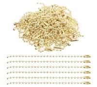 FCfpxwtz Catene con Perline a Sfera di Ferro | Ferro multicolore 2,4 mm x 11,7-12 cm 500 pezzi: creazione di gioielli con bracciale portachiavi con ciondolo fai da te(Gold)