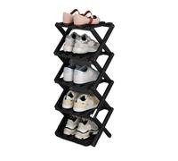 FCfpxwtz Scaffale pieghevole per scarpe, Organizer for scarpe pieghevole in bambù senza montaggio verticale salvaspazio multicolore 2-7 livelli(Black,5 floor)