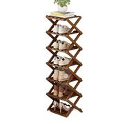 FCfpxwtz Scaffale pieghevole per scarpe, Organizer for scarpe pieghevole in bambù senza montaggio verticale salvaspazio multicolore 2-7 livelli(Walnut Color,7 floor)