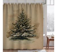 Fchen art Orlco Art, tenda da doccia con alberi di pino, 180 x 180 cm, decorazione natalizia per il bagno, include 12 ganci, lavabile in lavatrice