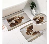 Fchen art Set di 3 tappetini da bagno a forma di U, con retro in gomma, antiscivolo, con divertente gorilla Bigfoot che legge il libro sul WC, tappetini da bagno per la decorazione della cabina