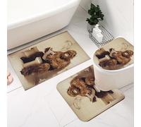 Fchen art Set di 3 tappetini da bagno a forma di U, con retro in gomma, antiscivolo, con divertente gorilla Bigfoot che legge il libro sul WC, tappetini da bagno per la decorazione della cabina
