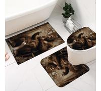 Fchen art Set di 3 tappetini per WC a forma di U, divertenti tappetini da bagno Bigfoot Gorilla seduti sul water che giocano al telefono, tappetini da bagno antiscivolo per la decorazione del bagno