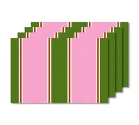 Fchen art Set di 4 tovagliette colorate in vinile intrecciato per tavolo da pranzo, reversibili, in PVC, resistenti al calore, colore rosa/verde salvia, 30 x 45 cm