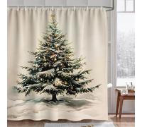 Fchen art Tenda da doccia con albero di Natale, sfondo bianco, tende decorative per il bagno, 180 x 180 cm, tende da doccia per vacanze invernali, capodanno, alberi di Natale, tessuto impermeabile con