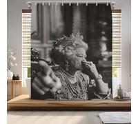 Fchen art Tenda da doccia con ganci a forma di Dio - 180 x 180 cm, divertente decorazione per il bagno, tessuto impermeabile, divertente e divertente, tenda oscurante extra lunga per vasca da bagno
