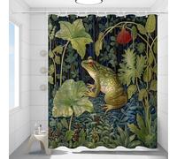 Fchen art Tenda da doccia con rana e albero della foresta, con foglie di palma, impermeabile, lavabile, stile retrò, rustico, botanico, in plastica, impermeabile, accessori per WC, decorazione con