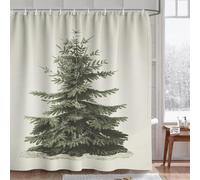 Fchen art Tenda da doccia urbana con albero di Natale, scena invernale con neve per le vacanze di Capodanno, tessuto impermeabile ad asciugatura rapida con ganci, decorazione per il bagno resistente