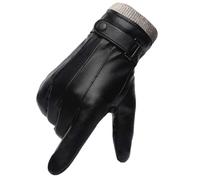 FCHITOP Inverno Guanti Uomo PU Pelle Touchscreen Caldo Vello Antivento Prova Freddo Termico Mittens Anti Scivolo Confezione regalo, regalo di Natale Pelle PU di alta qualità Inverno Guanti Uomo