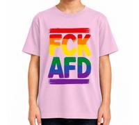 FCK AFD Arcobaleno Pride Gegen Rechts Antifa - Maglietta per bambini | Sarcasmo Tolleranza Diritti Umani Protesta Amore Attivismo Marrone CSD Queer Civilcourage Libertà Mondiale Solidarietà