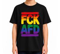 FCK AFD Arcobaleno Pride Gegen Rechts Antifa - Maglietta per bambini | Sarcasmo Tolleranza Diritti Umani Protesta Amore Attivismo Marrone CSD Queer Civilcourage Libertà Mondiale Solidarietà