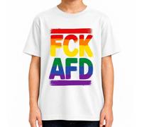FCK AFD Arcobaleno Pride Gegen Rechts Antifa - Maglietta per bambini | Sarcasmo Tolleranza Diritti Umani Protesta Amore Attivismo Marrone CSD Queer Civilcourage Libertà Mondiale Solidarietà