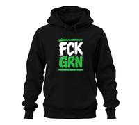 FCK GRN Anti Die Grünen Statement Felpa con cappuccio, Nero, M