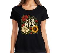 FCK NZS Antifascismo Rose Statement - Maglietta da donna, Nero , XL