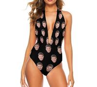 FCLYDER Bikini Personalizzato con Stampa di Foto - Costume da Bagno da Donna con Stampa del Viso Personalizzabile - Un Regalo Originale per Le Coppie - Costume Estivo a Due Pezzi