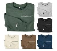 FCLYDER Felpa con Cappuccio Personalizzata per Coppie Numeri Romani Ricamati + Nomi e Data Speciale - Regalo Romantico per San Valentino, Anniversario di Matrimonio o Compleanno