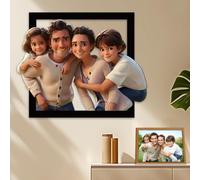 FCLYDER Personalizzata per Foto di Famiglia 3D Cartoon Portrait, personalizzabile con foto di famiglia, Cornici per Foto per Soggiorno, Anniversario di nozze Regalo