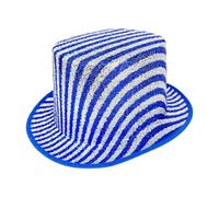 Fcnjsao Cappello a cilindro a righe in tessuto metallico lucido per adulti spettacoli maghi Halloween Cosplay feste in costume feste eventi teatrali maghi spettacoli cappello costume