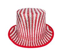Fcnjsao Cappello a cilindro a righe in tessuto metallico lucido per adulti spettacoli maghi Halloween Cosplay feste in costume feste eventi teatrali maghi spettacoli cappello costume