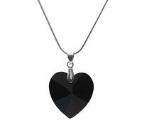 Fcnjsao Collana con ciondolo a forma di cuore in vetro, catenina semplice in acciaio inox, elegante catenina per il collo, Acciaio inossidabile