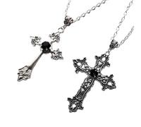 Fcnjsao Collana da donna 2 pezzi collana gotica grande collana unisex ciondolo girocollo a forma di crocifisso accessorio catena clavicola, Metallo