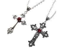 Fcnjsao Collana da donna 2 pezzi collana gotica grande collana unisex ciondolo girocollo a forma di crocifisso accessorio catena clavicola, Metallo
