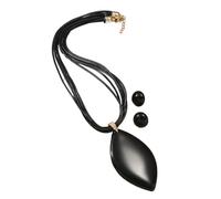 Fcnjsao Collana da donna alla moda con orecchini rotondi a forma di clavicola a catena temperamento semplice freddo regolabile in corda cerata, Love money, Acrilico