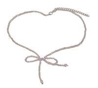 Fcnjsao Collana da donna con fiocco e perline con ciondolo a forma di fiocco, catena alla clavicola, per donne e ragazze, perline acriliche