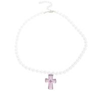 Fcnjsao Collana da donna con perle finte e perline, lunghezza regolabile, collana girocollo con ciondolo a forma di cuore, accessorio alla moda, perle d'imitazione