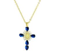 Fcnjsao Collana da donna religiosa a forma di crocifisso, collana girocollo regolabile unisex per credenti fedeli, Rame