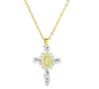 Fcnjsao Collana da donna religiosa a forma di crocifisso, collana girocollo regolabile unisex per credenti fedeli, Rame