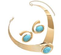 Fcnjsao Contemporaneo geometrico ciondolo collana orecchini set fatto a mano dichiarazione gioielli accessori per feste di lavoro date gioielli geometrici contemporanei, Misura unica, come descritto