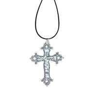 Fcnjsao Elegante collana con ciondolo a forma di croci in lega, colore: nero/bianco, stile punk, gotico, clavicola, Metallo