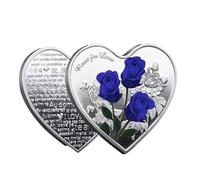 Fcnjsao Monete commemorative a forma di cuore, cuore d'amore, rose, moneta in metallo, souvenir, con vari detti "Ti amo".